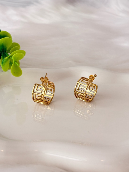 Jewelry - Stainless Steel Geometric Hoop Earrings - Women's Fashion Jewelry